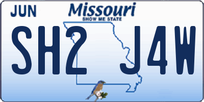 MO license plate SH2J4W
