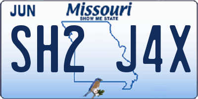 MO license plate SH2J4X
