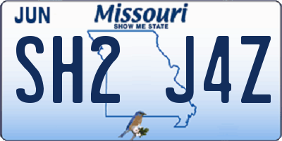 MO license plate SH2J4Z