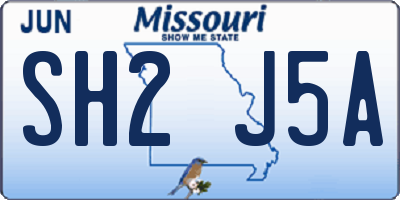 MO license plate SH2J5A