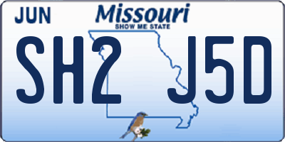 MO license plate SH2J5D
