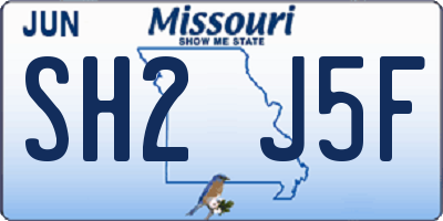 MO license plate SH2J5F