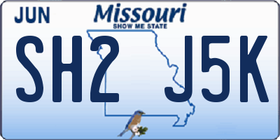 MO license plate SH2J5K