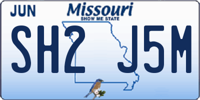 MO license plate SH2J5M