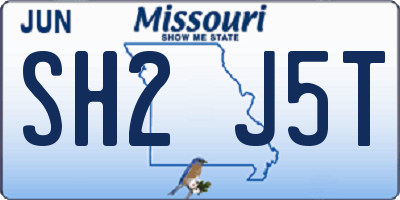 MO license plate SH2J5T