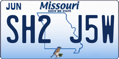 MO license plate SH2J5W