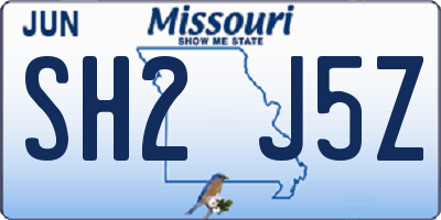 MO license plate SH2J5Z