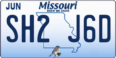 MO license plate SH2J6D