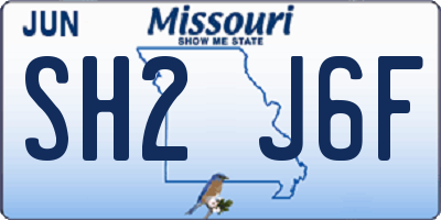MO license plate SH2J6F