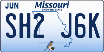 MO license plate SH2J6K