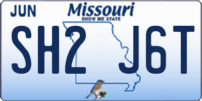 MO license plate SH2J6T