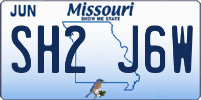 MO license plate SH2J6W