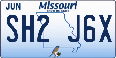 MO license plate SH2J6X