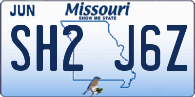 MO license plate SH2J6Z