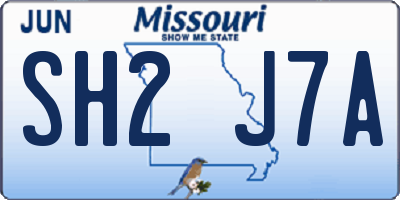 MO license plate SH2J7A