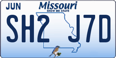 MO license plate SH2J7D