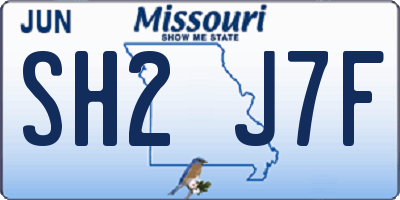 MO license plate SH2J7F