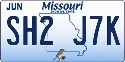 MO license plate SH2J7K