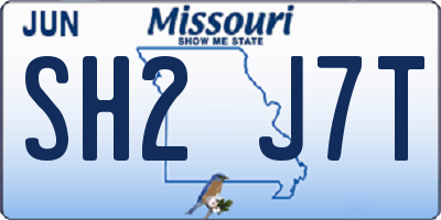 MO license plate SH2J7T