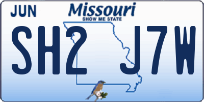 MO license plate SH2J7W