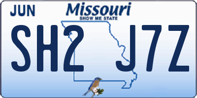 MO license plate SH2J7Z