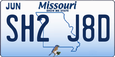 MO license plate SH2J8D