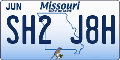 MO license plate SH2J8H