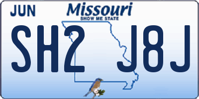 MO license plate SH2J8J