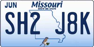 MO license plate SH2J8K