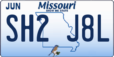MO license plate SH2J8L