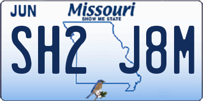MO license plate SH2J8M