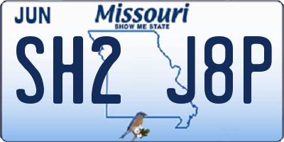 MO license plate SH2J8P