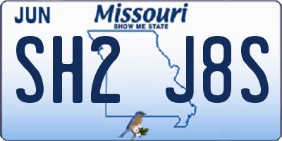 MO license plate SH2J8S