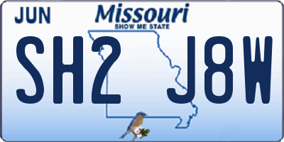 MO license plate SH2J8W