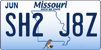 MO license plate SH2J8Z