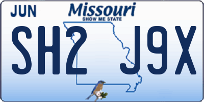 MO license plate SH2J9X
