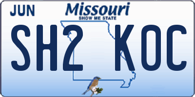 MO license plate SH2K0C