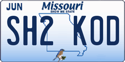MO license plate SH2K0D