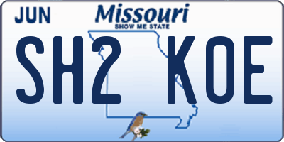 MO license plate SH2K0E