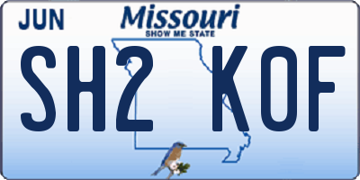 MO license plate SH2K0F
