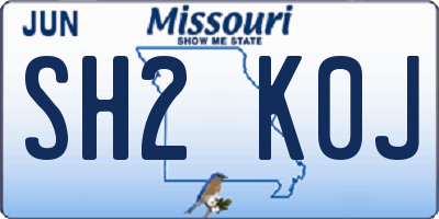 MO license plate SH2K0J