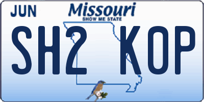 MO license plate SH2K0P