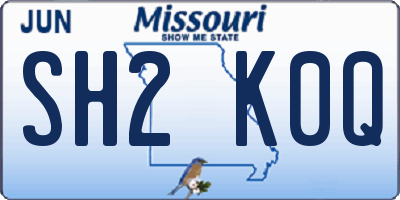 MO license plate SH2K0Q
