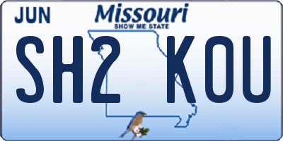 MO license plate SH2K0U