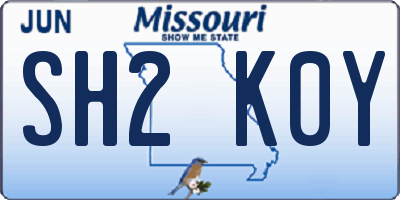 MO license plate SH2K0Y