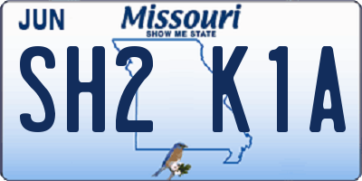MO license plate SH2K1A