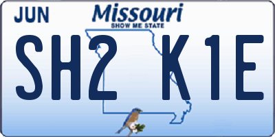 MO license plate SH2K1E