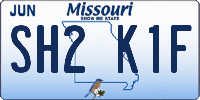 MO license plate SH2K1F