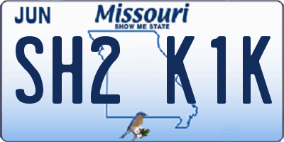 MO license plate SH2K1K