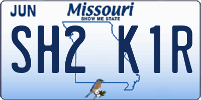 MO license plate SH2K1R